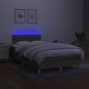 Sommier à lattes de lit matelas et LED taupe 120x190 cm tissu 