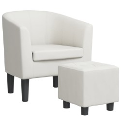 Fauteuil avec repose-pied blanc similicuir 
