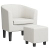 Fauteuil avec repose-pied blanc similicuir 