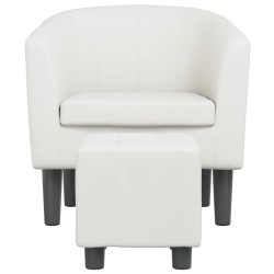 Fauteuil avec repose-pied blanc similicuir 