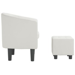 Fauteuil avec repose-pied blanc similicuir 
