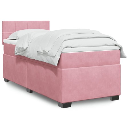 Sommier à lattes de lit avec matelas Rose 100x200 cm Velours 