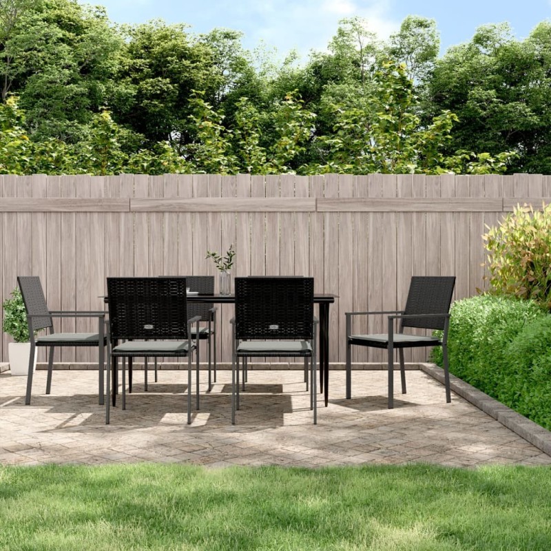 Ensemble à manger de jardin 7 pcs coussins résine tressée acier 