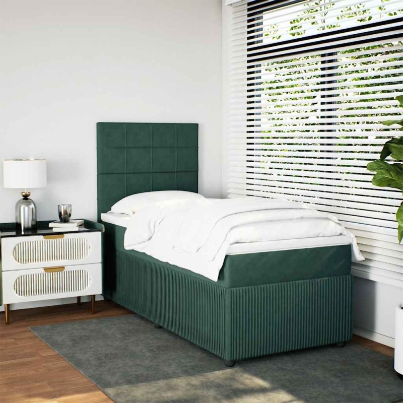 Sommier à lattes de lit avec matelas Vert foncé 90x190 cm 