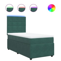 Sommier à lattes de lit avec matelas Vert foncé 90x190 cm 