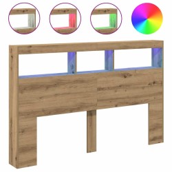 Armoire tête de lit avec LED chêne artisanal 160x17x102 cm 