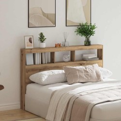 Armoire tête de lit avec LED chêne artisanal 160x17x102 cm 