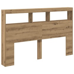 Armoire tête de lit avec LED chêne artisanal 160x17x102 cm 