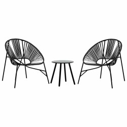 Lot de 3 Chaise de jardin noir résine tressée 