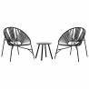 Lot de 3 Chaise de jardin noir résine tressée 