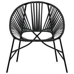 Lot de 3 Chaise de jardin noir résine tressée 