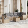 Salon de jardin avec coussins 7 pcs beige résine tressée 