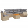 Salon de jardin avec coussins 7 pcs beige résine tressée 