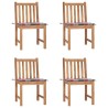 Chaises de jardin lot de 4 avec coussins Bois de teck massif 
