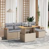 Salon de jardin avec coussins 6 pcs beige résine tressée 