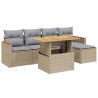 Salon de jardin avec coussins 6 pcs beige résine tressée 