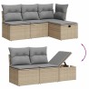 Salon de jardin avec coussins 6 pcs beige résine tressée 