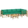 Salon de jardin 6 pcs avec coussins vert bambou 