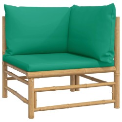 Salon de jardin 6 pcs avec coussins vert bambou 