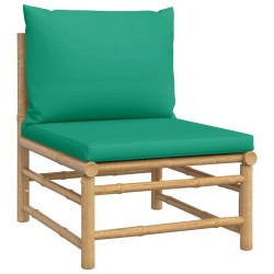 Salon de jardin 6 pcs avec coussins vert bambou 