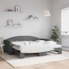 Lit de jour avec gigogne et matelas gris foncé 90x190 cm tissu 