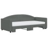 Lit de jour avec gigogne et matelas gris foncé 90x190 cm tissu 