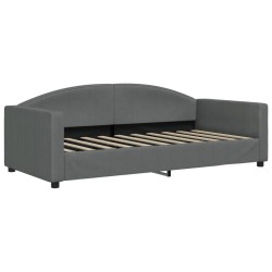 Lit de jour avec gigogne et matelas gris foncé 90x190 cm tissu 