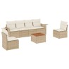 Salon de jardin avec coussins 7 pcs beige résine tressée 