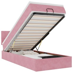 Cadre de lit ottoman avec matelas rose 90x190 cm velours 