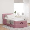 Cadre de lit ottoman avec matelas rose 90x190 cm velours 