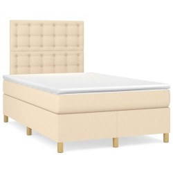 Sommier à lattes de lit avec matelas crème 120x190 cm tissu 