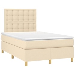 Sommier à lattes de lit avec matelas crème 120x190 cm tissu 
