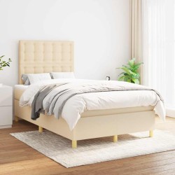 Sommier à lattes de lit avec matelas crème 120x190 cm tissu 