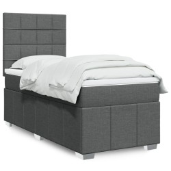 Sommier à lattes de lit avec matelas Gris foncé 80x200 cm Tissu 