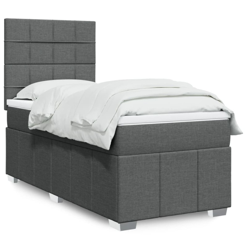 Sommier à lattes de lit avec matelas Gris foncé 80x200 cm Tissu 