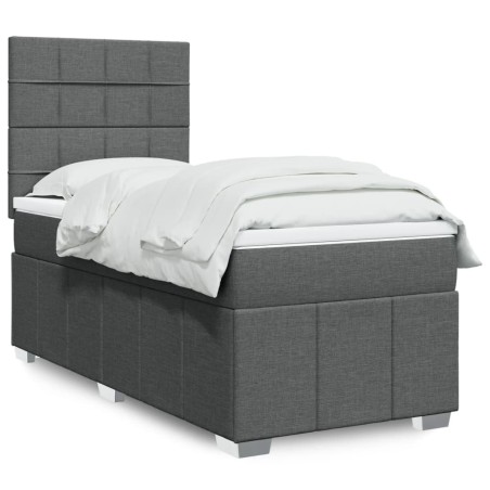 Sommier à lattes de lit avec matelas Gris foncé 80x200 cm Tissu 