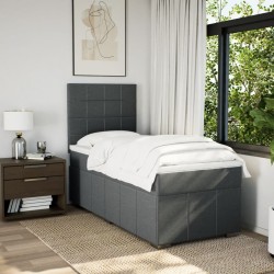 Sommier à lattes de lit avec matelas Gris foncé 80x200 cm Tissu 