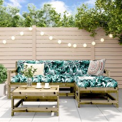 Salon de jardin 5 pcs avec coussins bois de pin imprégné 