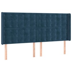 Tête de lit avec oreilles Bleu foncé 163x16x118/128 cm Velours 