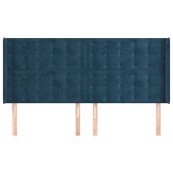 Tête de lit avec oreilles Bleu foncé 163x16x118/128 cm Velours 