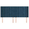 Tête de lit avec oreilles Bleu foncé 163x16x118/128 cm Velours 