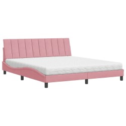 Lit avec matelas rose 180x200 cm velours 