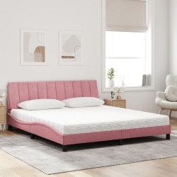 Lit avec matelas rose 180x200 cm velours 
