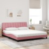 Lit avec matelas rose 180x200 cm velours 