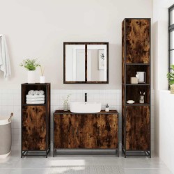 Ensemble meubles salle de bain 4 pcs chêne fumé bois ingénierie 