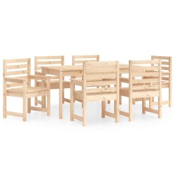 Ensemble à manger de jardin 7 pcs bois massif de pin 