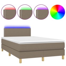 Sommier à lattes de lit matelas et LED taupe 120x190 cm tissu 