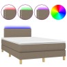 Sommier à lattes de lit matelas et LED taupe 120x190 cm tissu 