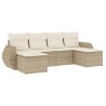 Salon de jardin avec coussins 6 pcs beige résine tressée 
