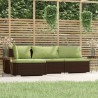 Salon de jardin 4 pcs avec coussins Marron Résine tressée 